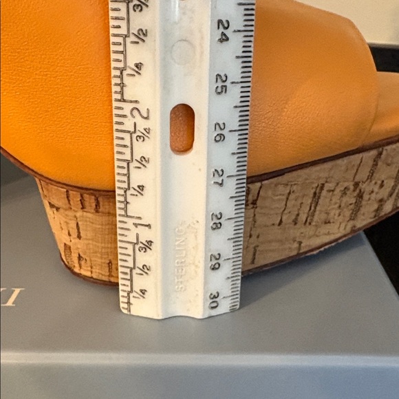 *Antonio Melani SARAYYAA Pale Peach Orange Cork Open Toe Heels Chunky Platforms - Picture 15 of 16